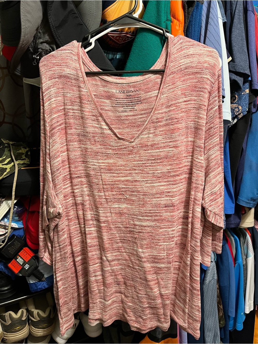 Lane Bryant Rose Heathered V-Neck Knit Top